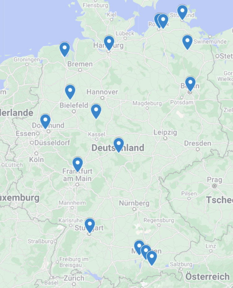 Deutschlandkarte mit Standorten